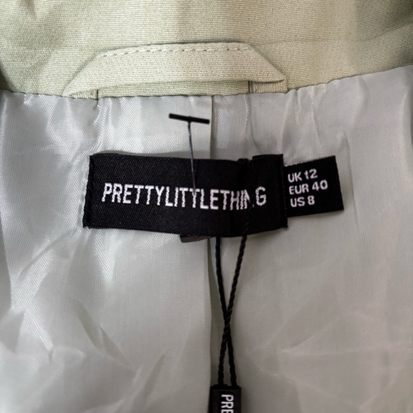 Pretty Little Things Women's 8 Maternity Sage Green Ruched Side Blazer Spring - Picture 3 of 16
